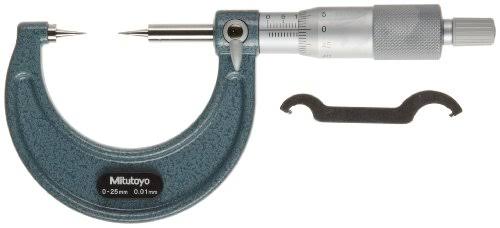 Point Micrometer, Ratchet Stop, 0-25mm Range, 0.01mm Graduation N690146