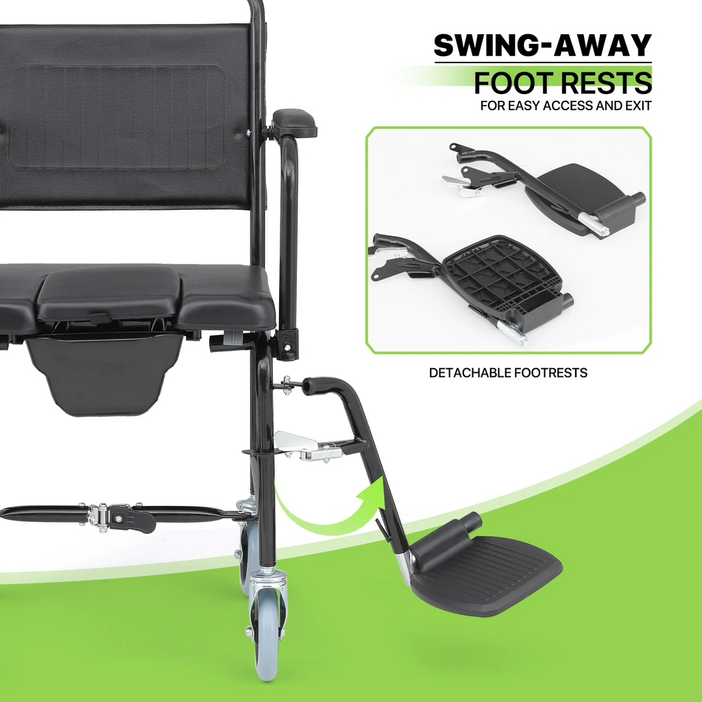 Commode Chair with Flip Up Armrests and 2 Locking Wheels W548823