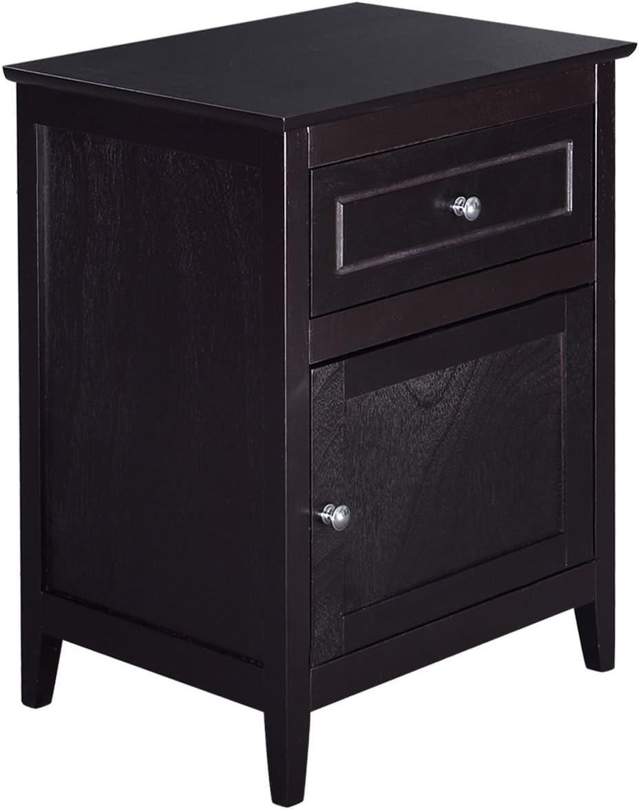 Espresso Wood End Table with Drawer W823337
