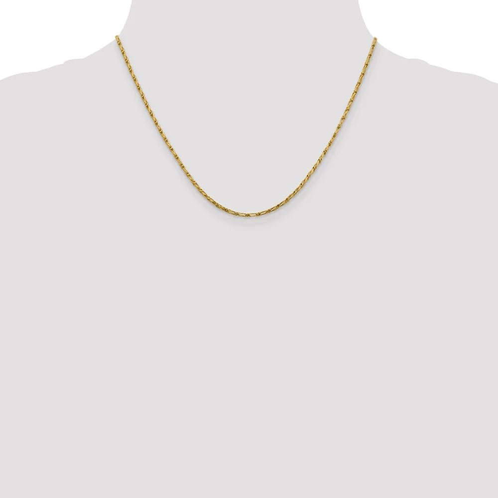 14kt Yellow Gold 1.6mm Diamond Cut Long Link Franco Chain 18 inch E59990
