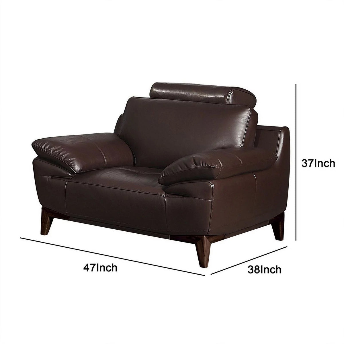 Dark Brown Leatherette Chair with Wooden Legs K8903