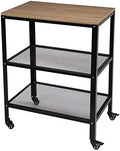 3-Tier Rolling Serving Cart with Metal Frame, Rustic Brown V35012