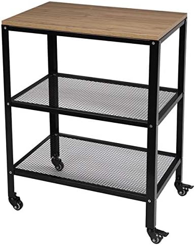 3-Tier Rolling Serving Cart with Metal Frame, Rustic Brown V35012