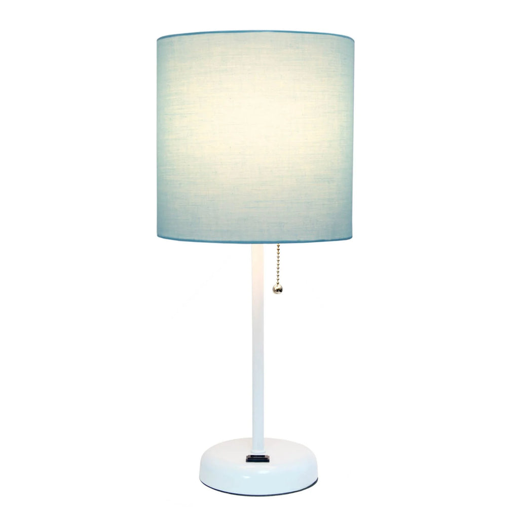 Aqua White Stick Lamp with Fabric Shade G627