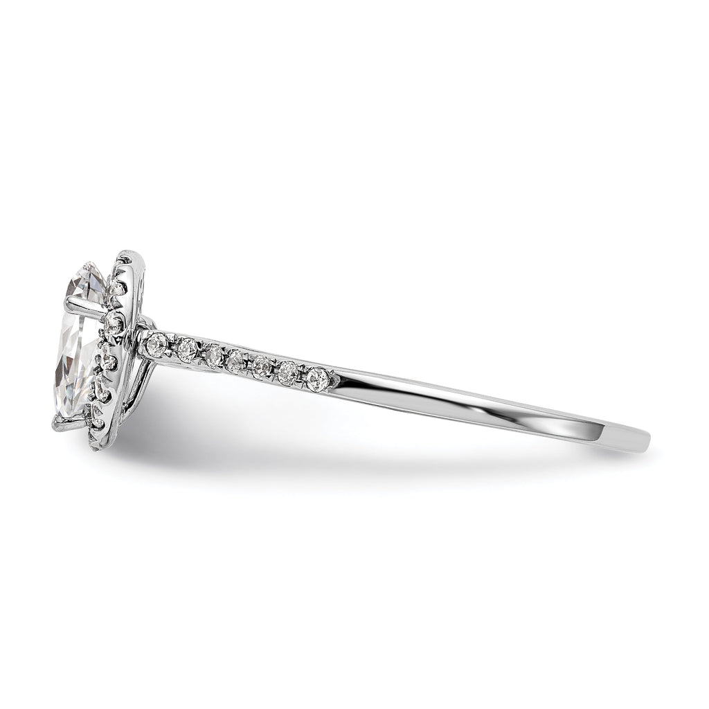 0.75ct CZ Solid 14K White Gold Pear Halo Engagement Ring T872067