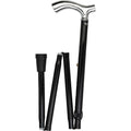 Chrome Plated Slim Line Walking Cane with Folding, Adjustable Black Aluminum Shaft X295