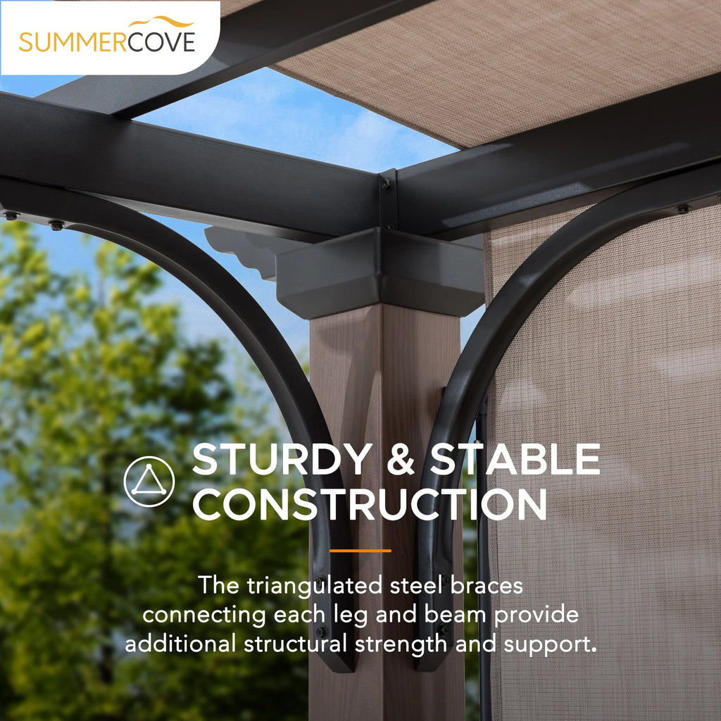 11 x 11 ft. Metal Pergola with Tan Adjustable Canopy N534105
