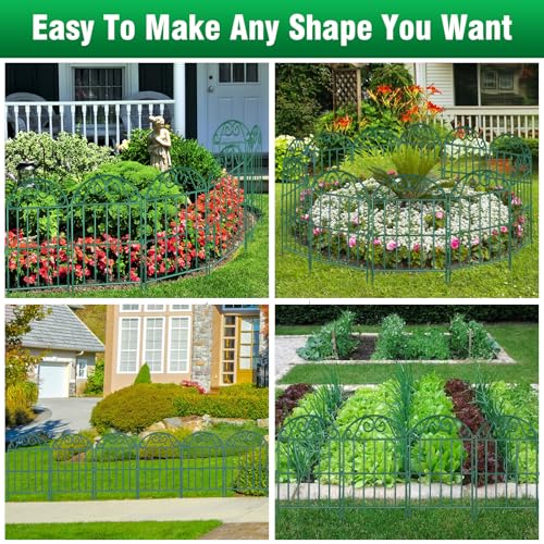20 Panels Collapsible Garden Fence Animal Barrier, 22 Ft x 24 in Rustproof Metal Wire Panel, Green F58147