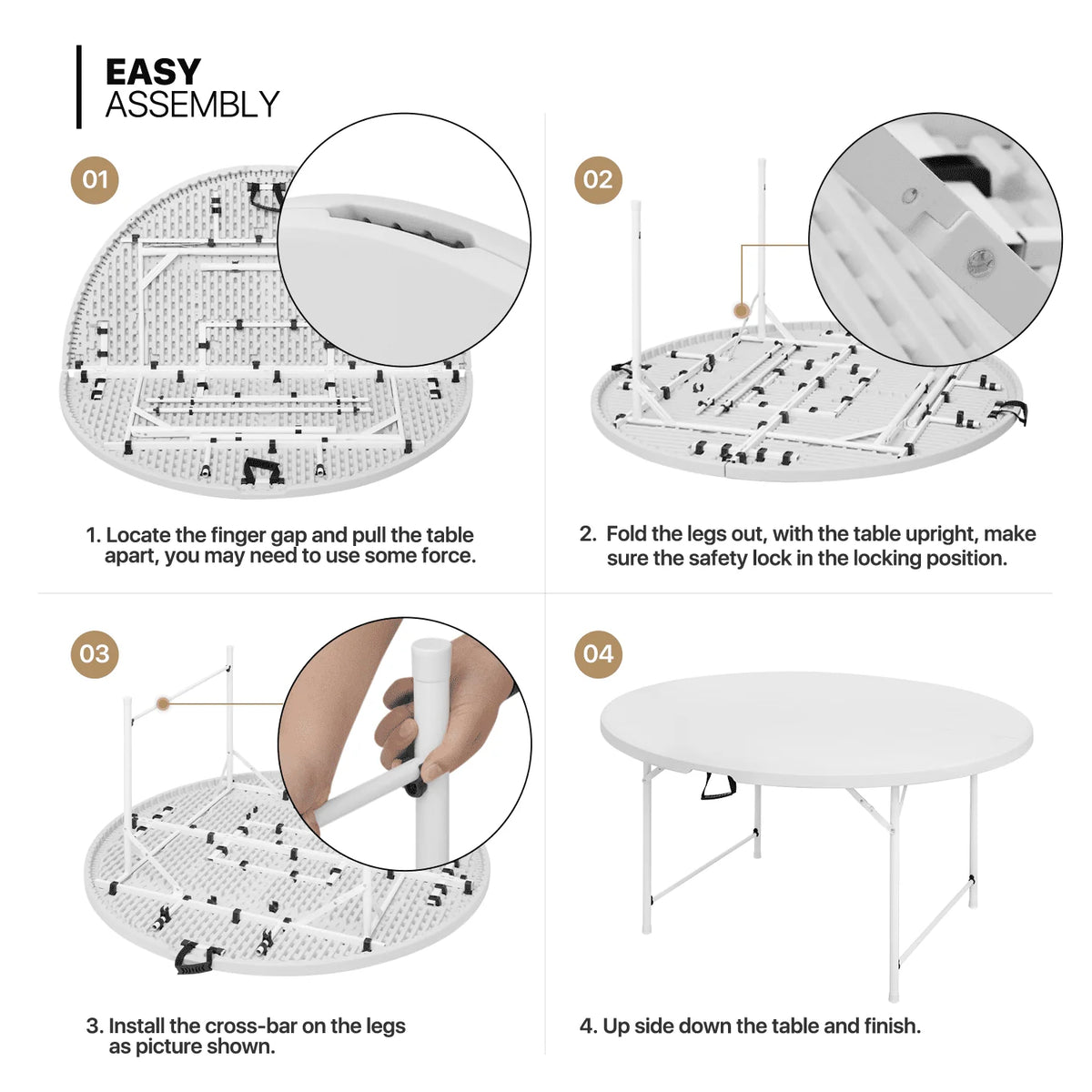 11 Pieces White Plastic Folding Table and Chair Set O3734