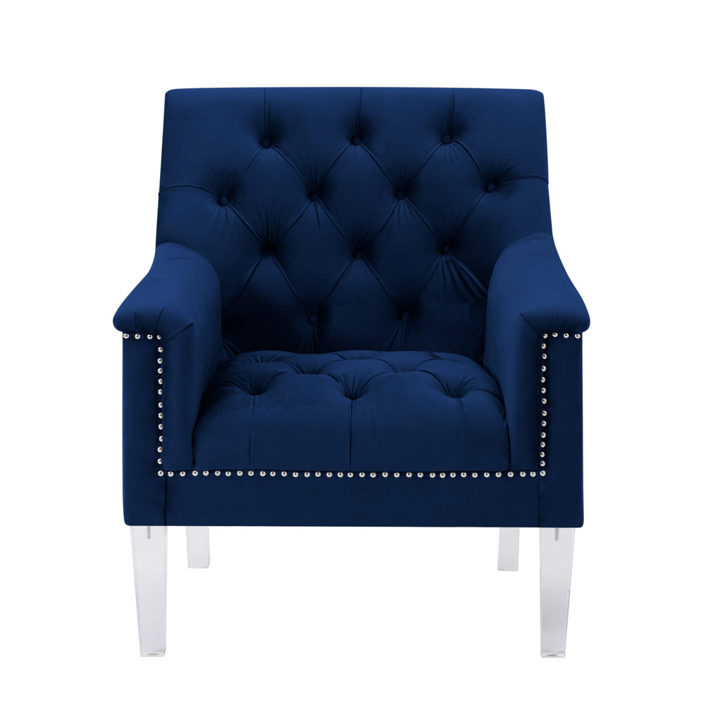 Navy Blue Velvet 3 Piece Living Room Set Y244