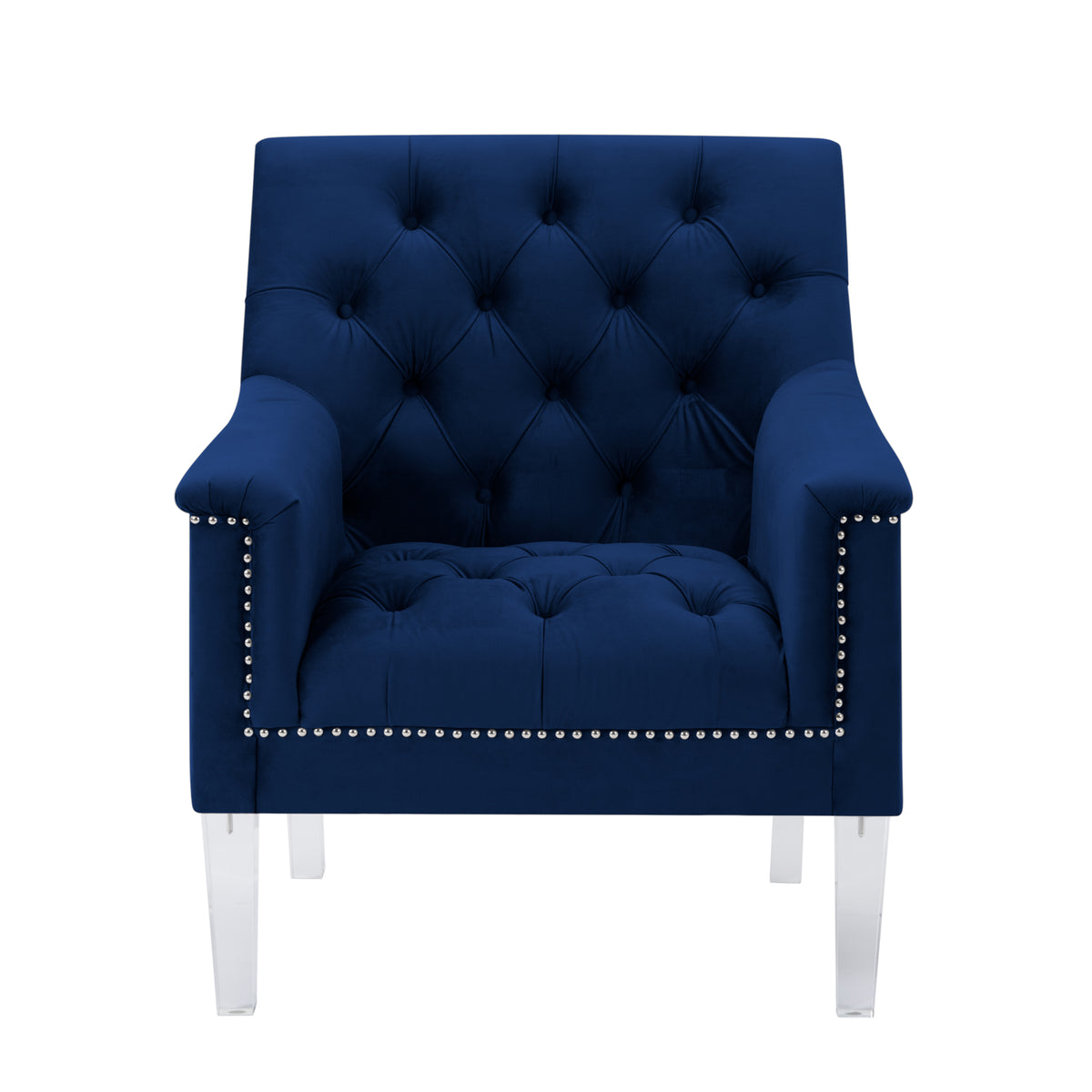 Navy Blue Velvet 3 Piece Living Room Set Y244