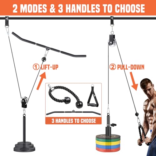 Cable Pulley System Gym with LAT Pull Down Bar and Loading Pin R321938
