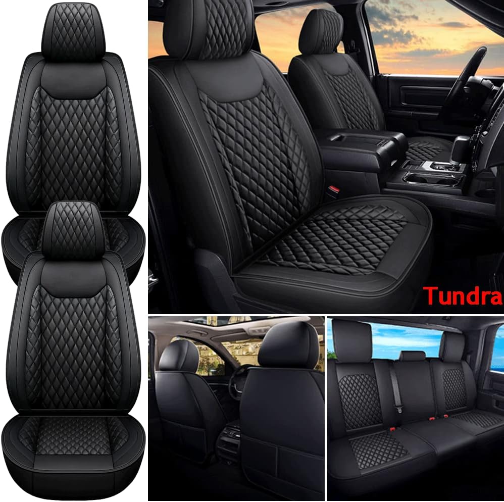 Black Waterproof Leather Car Seat Covers Full Set K90089