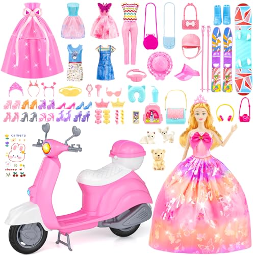 67PCS Doll Playset with Scooter & 11.5 Inch Doll Accessories H757419