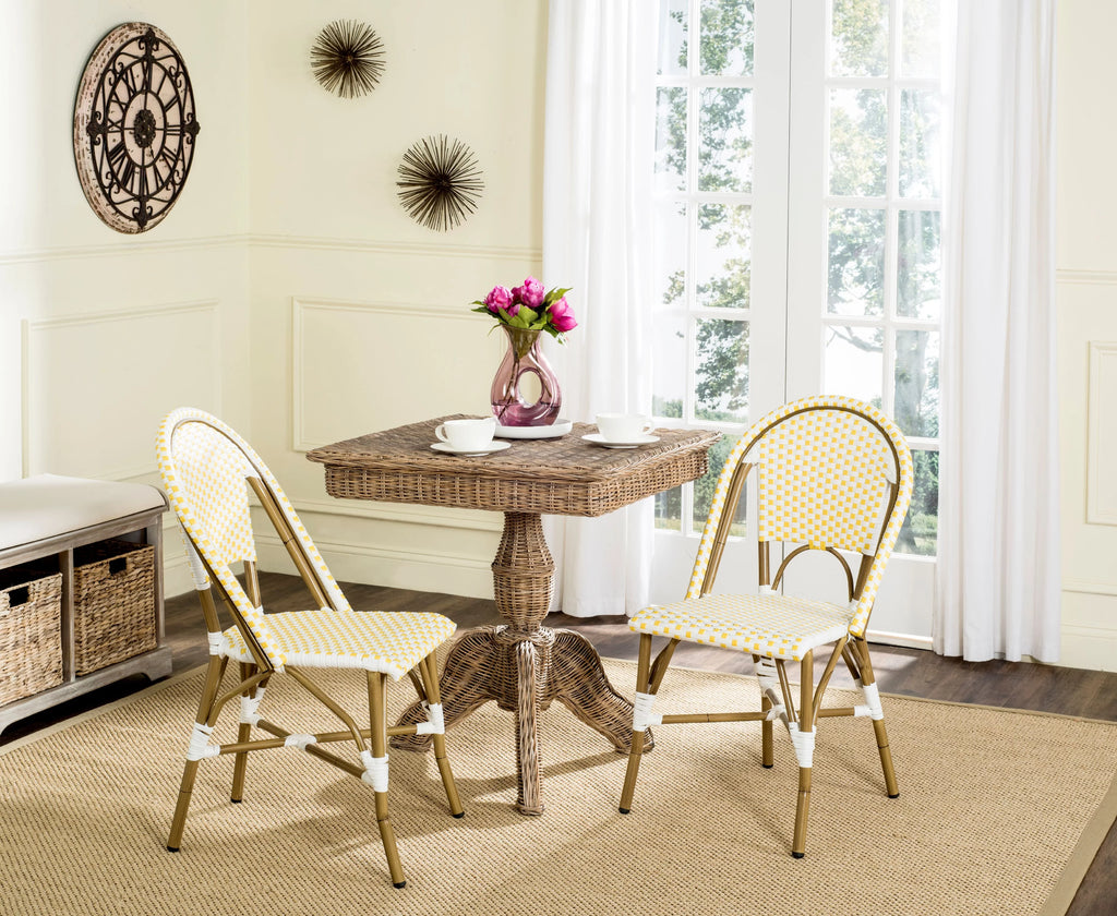 Blue White Set of 2 Outdoor Bistro Side Chair S192