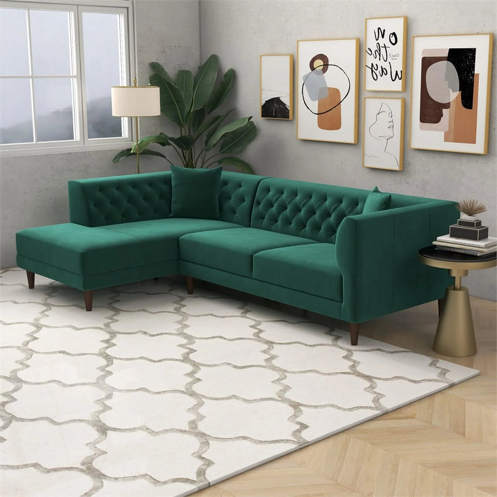 Green Velvet Corner Sectional Sofa G800728