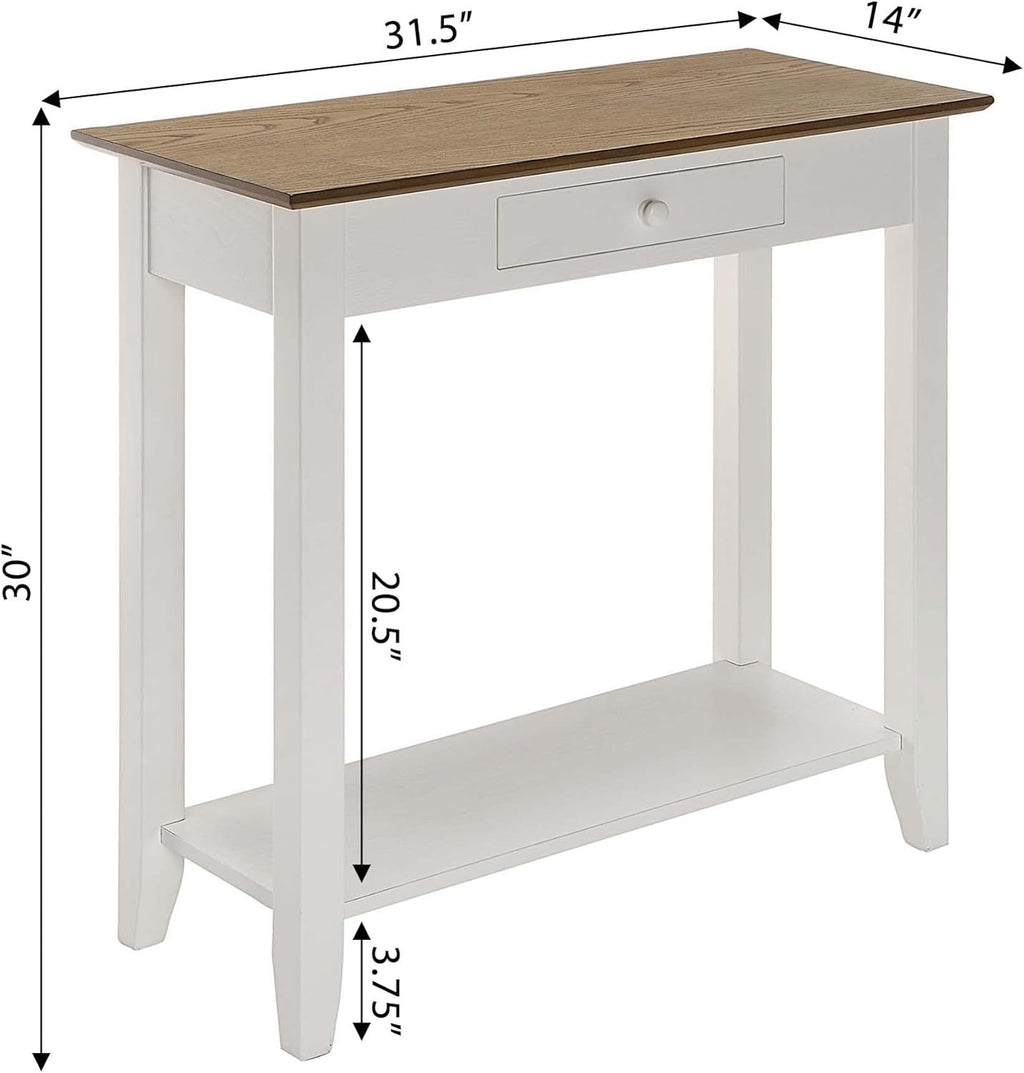 1-Drawer Hall Table with Shelf, Driftwood/White N400