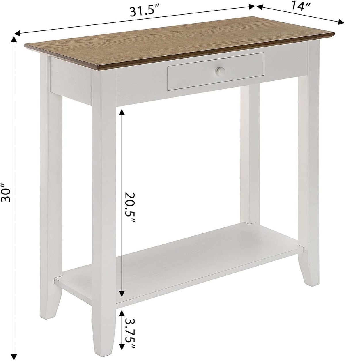 1-Drawer Hall Table with Shelf, Driftwood/White N400