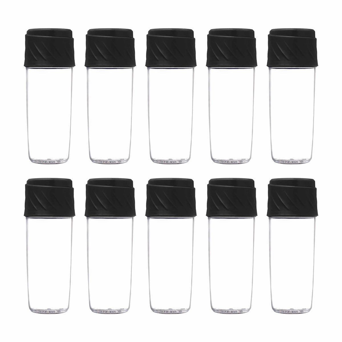 Black 16 oz Plastic Water Bottles Set of 10 T92163