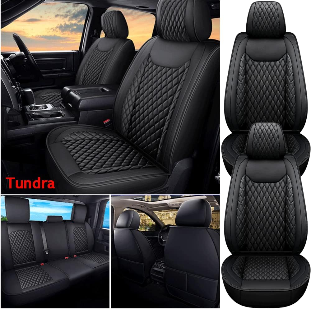 Black Waterproof Leather Car Seat Covers Full Set K90089