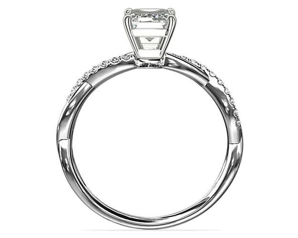14K White Gold Emerald Solitaire Engagement Ring I59758