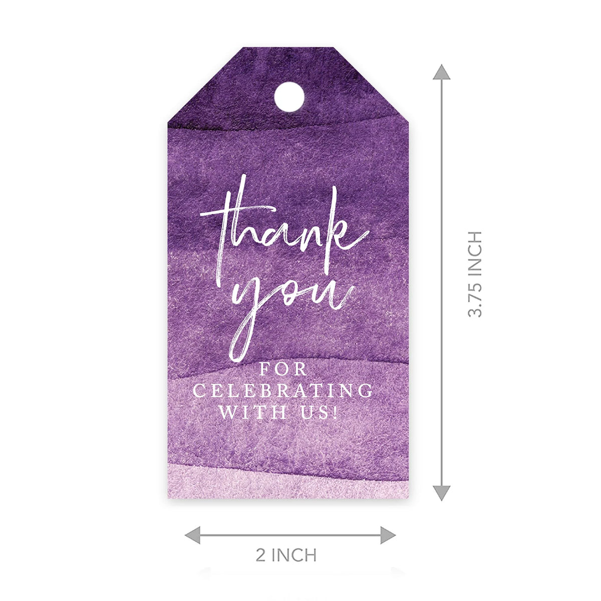 Purple Watercolor Cardstock Gift Tags with Bakers Twine, 100-Pk V2458