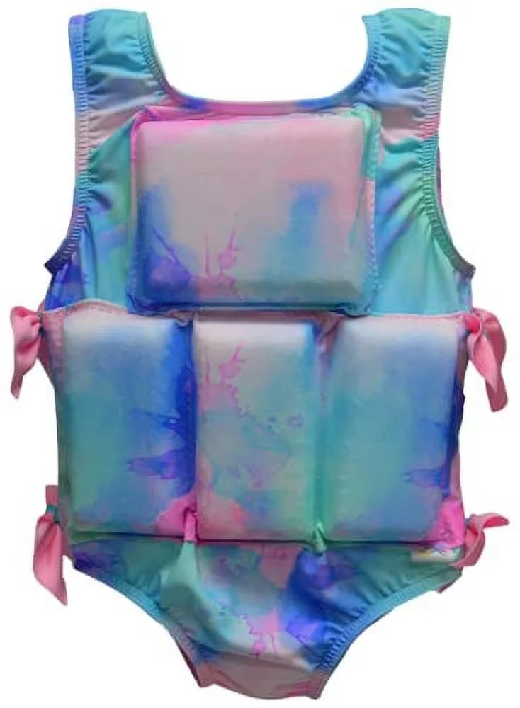 Pastel Paint Splatter Girl's Swimwear Flotation Life Vest Swimsuit N6851