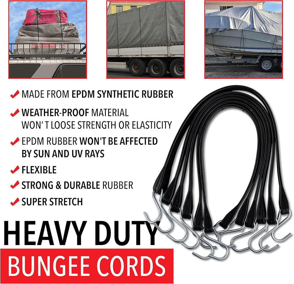 50 Pack 41" EPDM Rubber Tarp Straps with Crimped Hooks F855118