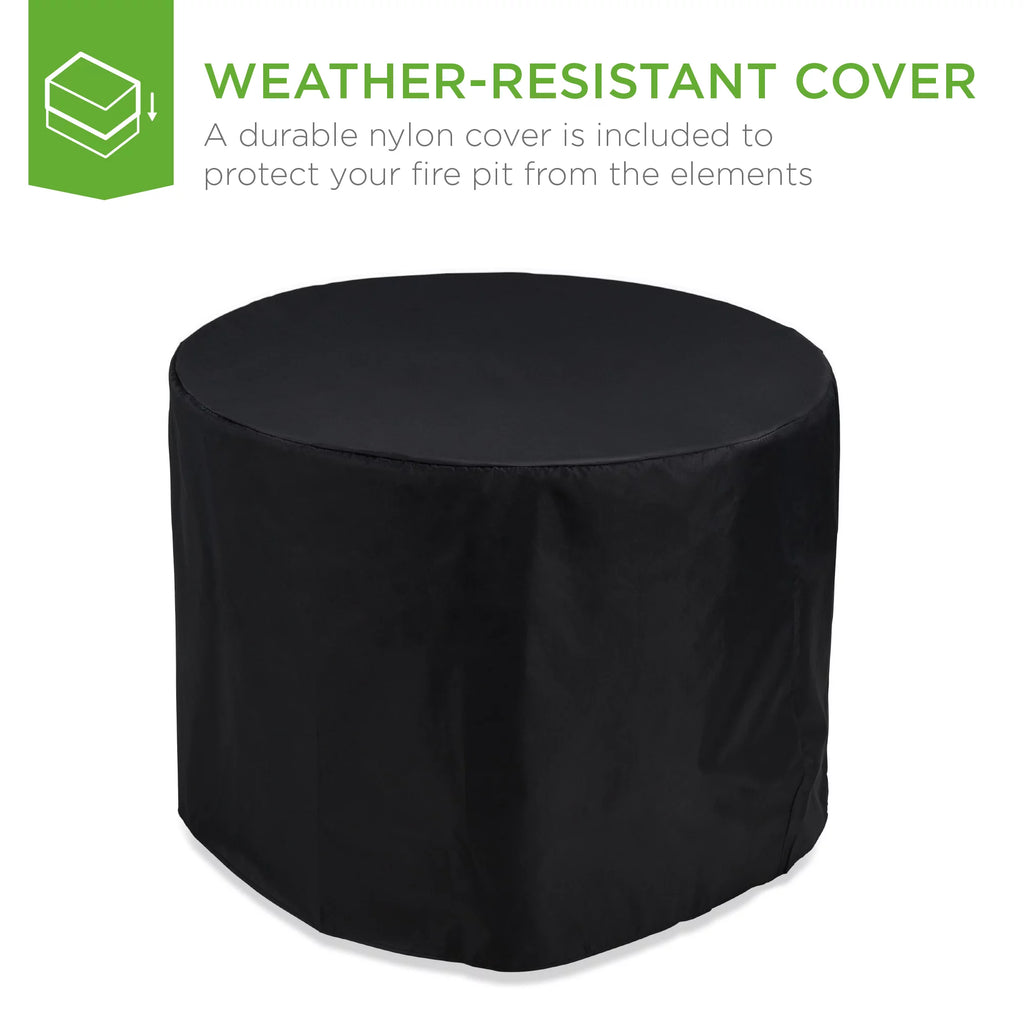 32in Round Gas Fire Pit Table Brown N911