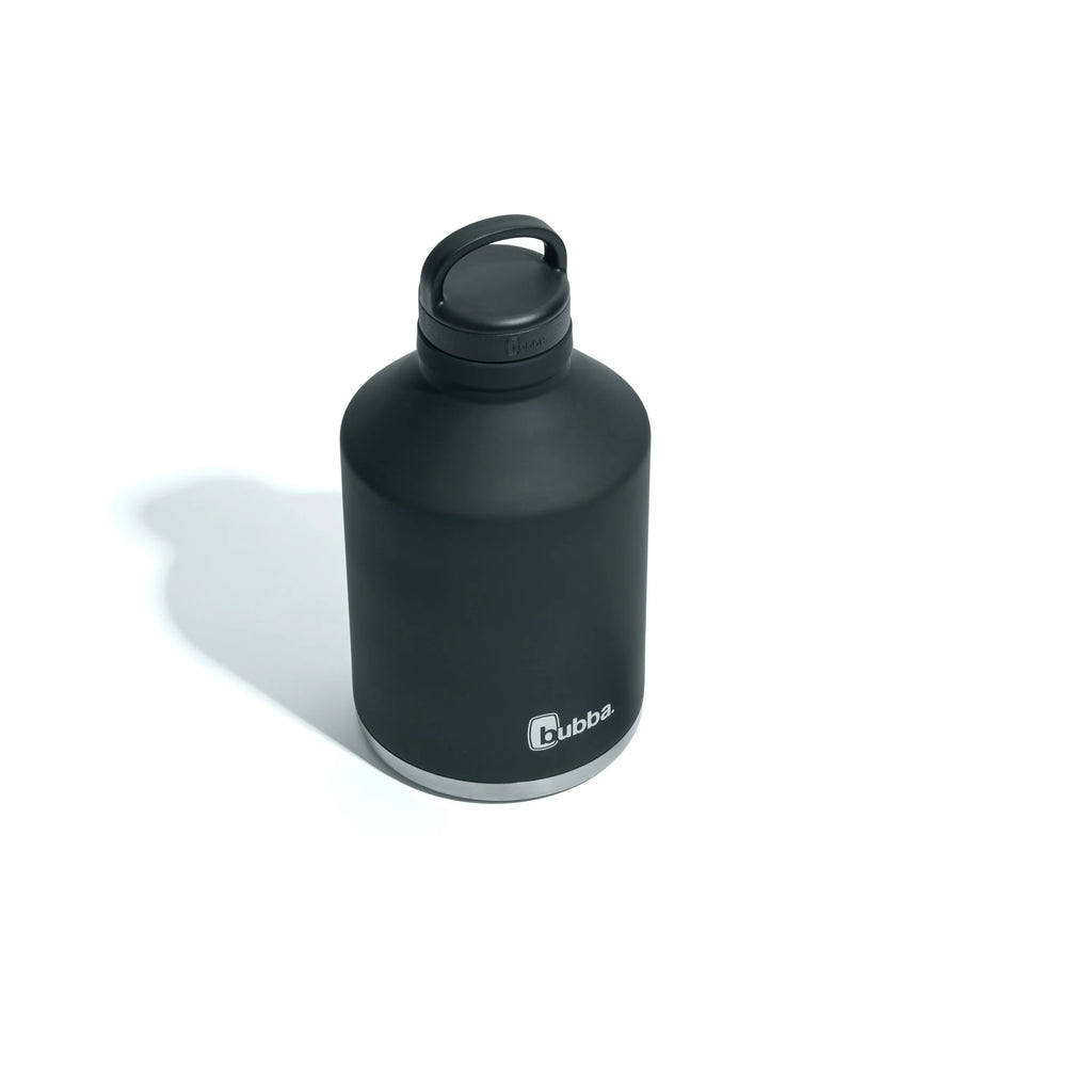 Stainless Steel Water Bottle with Wide Mouth Rubberized in Black, 84 fl. oz. L101859