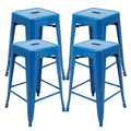 Blue Stackable Metal Counter Stool Set of 4 D274