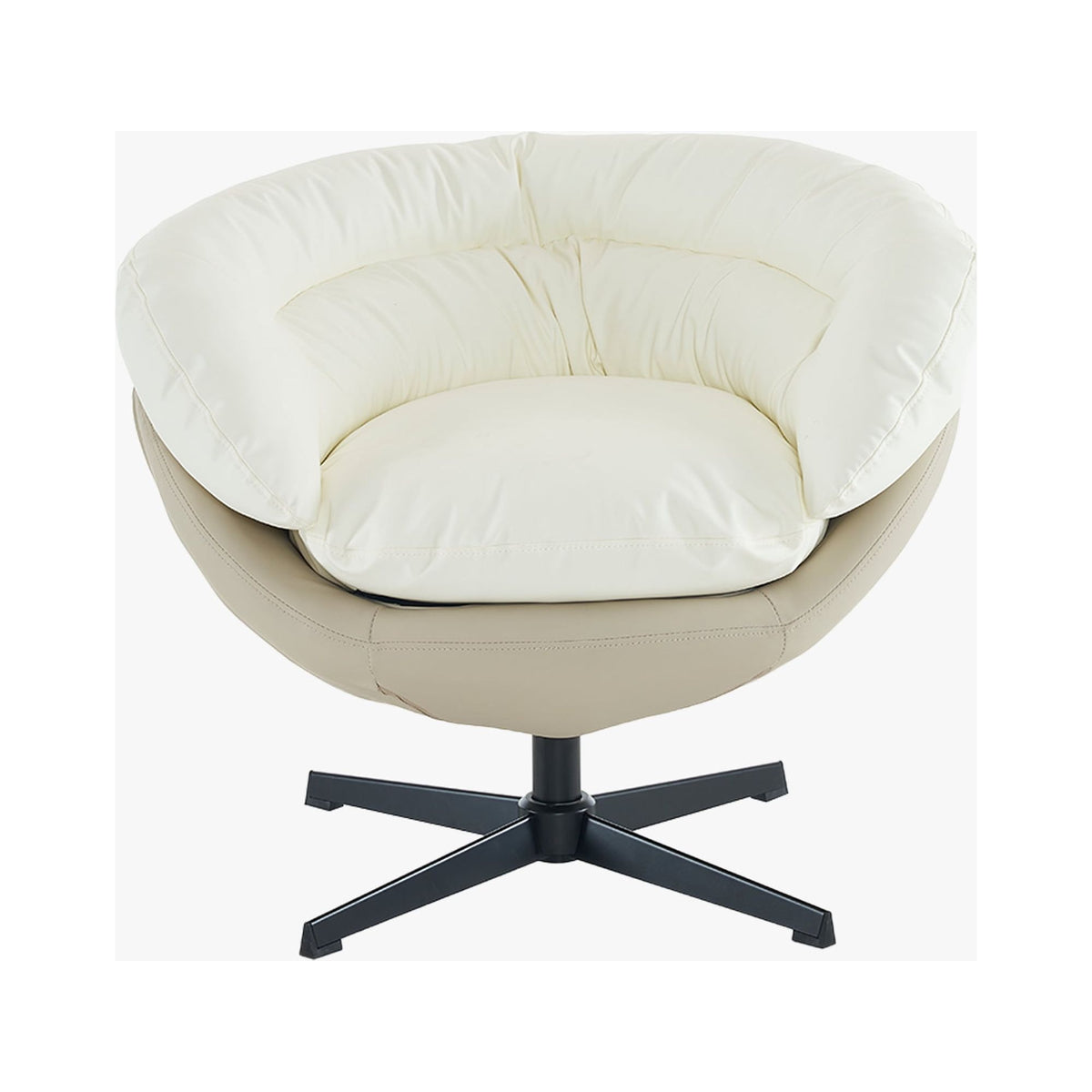 Swivel Sofa Barrel Chair, Two Tone Beige Gray and White A39999