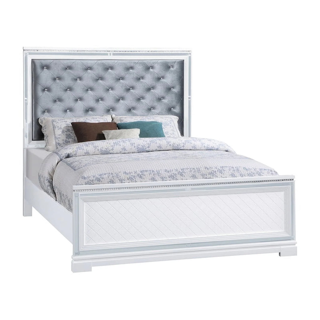 4-Piece Wood California King Bedroom Set in White F201