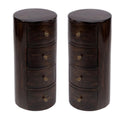Dark Brown Mango Wood End Table with Storage Set of 2 Y673