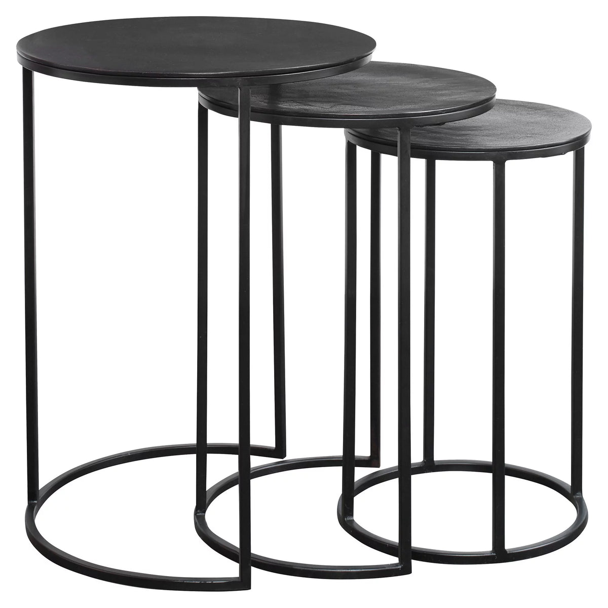 Metal Frame Round Top Nesting Tables, Set of 3, Espresso U6629