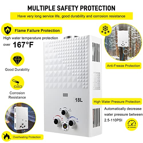 Portable Propane Tankless Water Heater with Digital Display F69879
