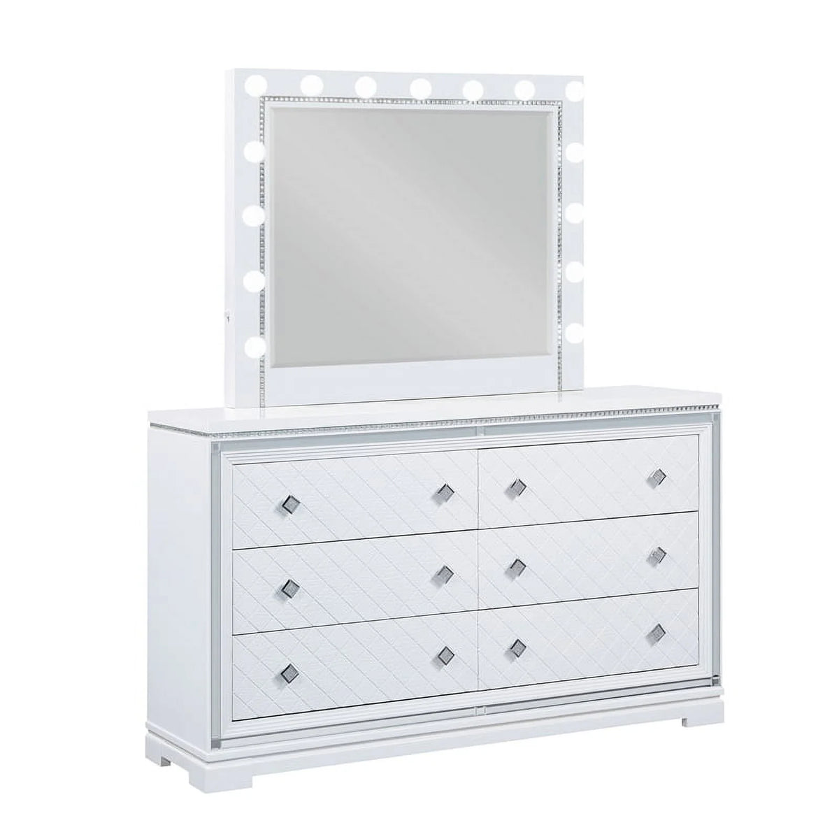 4-Piece Wood California King Bedroom Set in White F201