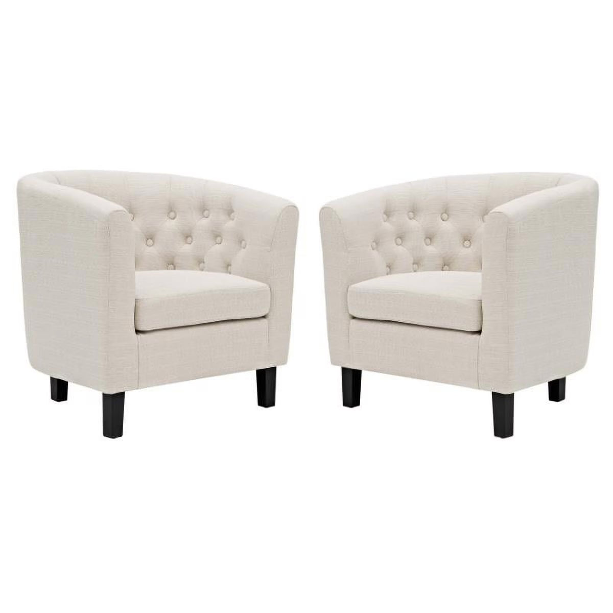 Beige 2 Piece Tufted Polyester Fabric Arm Chair Set G51199