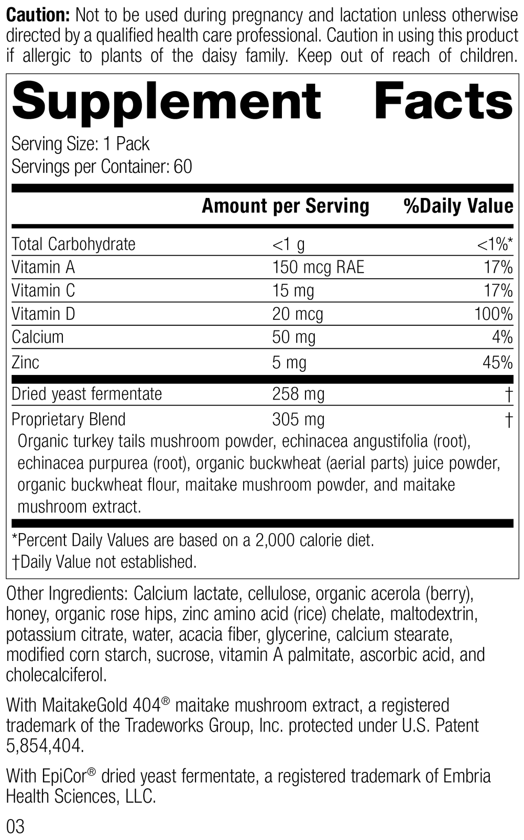 Vegetarian 60 Packs Immune System Health X213