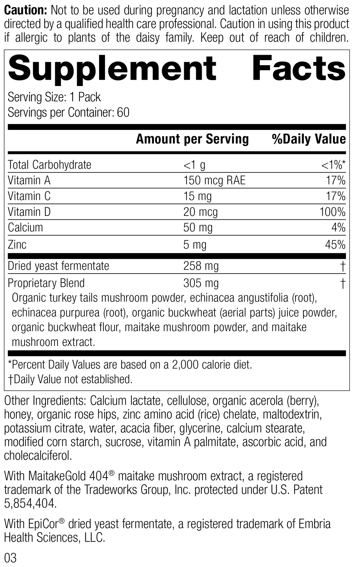 Vegetarian 60 Packs Immune System Health X213