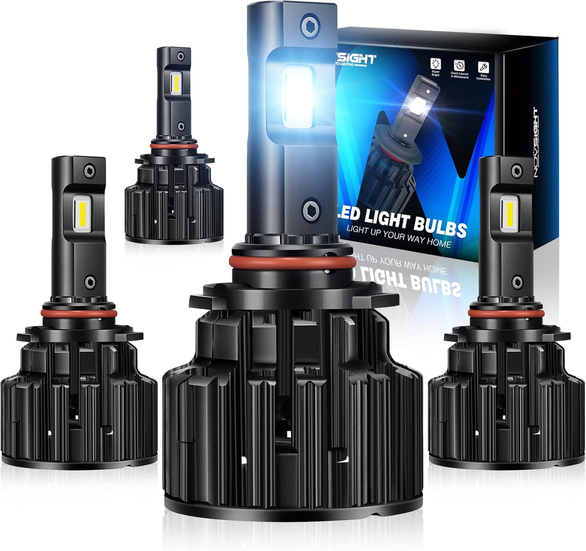 9005/HB3 High Beam 9006/HB4 Low Beam LED Headlight Bulbs Combo 120W 24000LM 6500K Cool White, Pack of 4 N489792