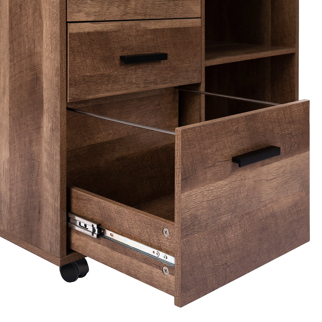 Rolling Office Cabinet with Drawers, Walnut R616897