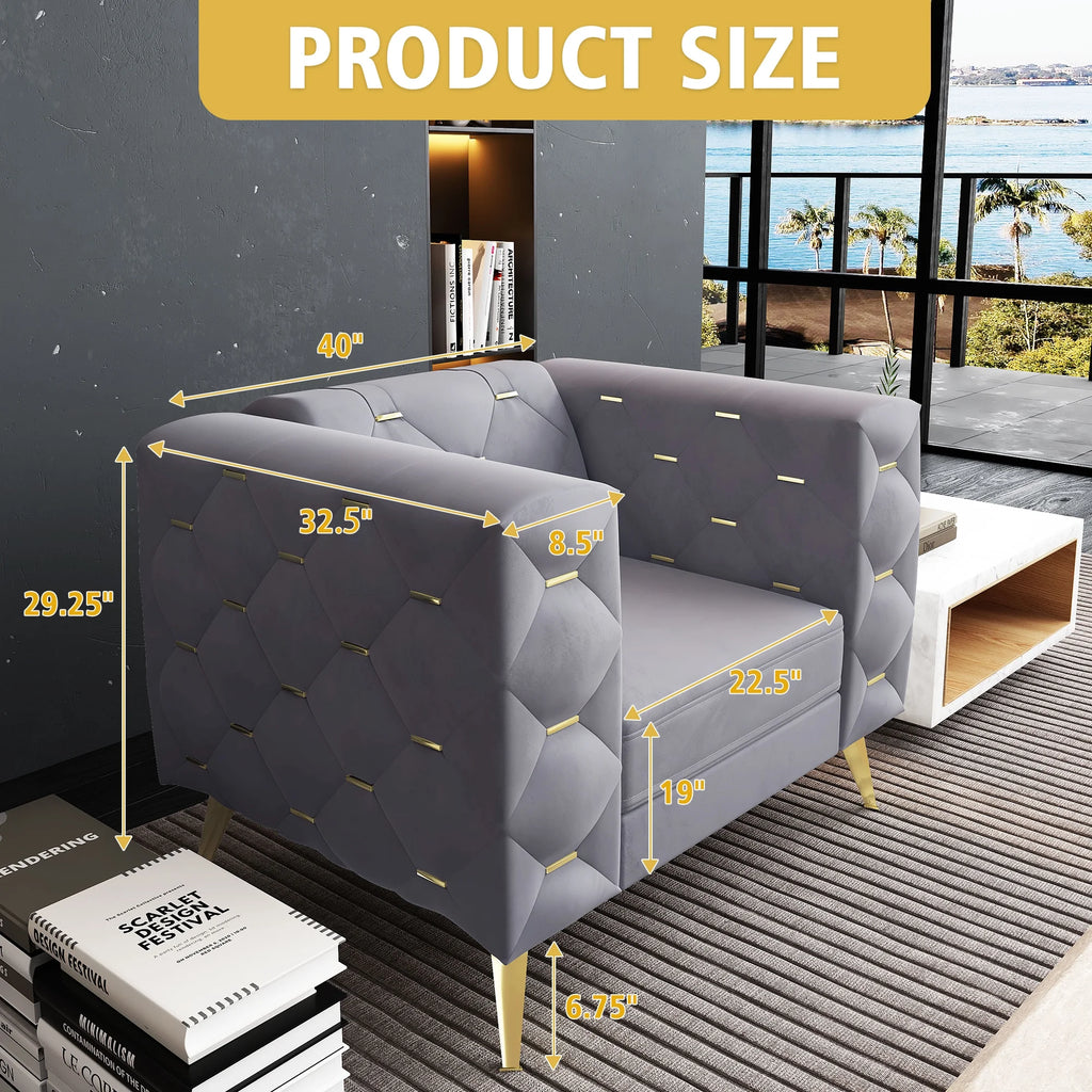 3 Piece Gray Velvet Sofa M592526