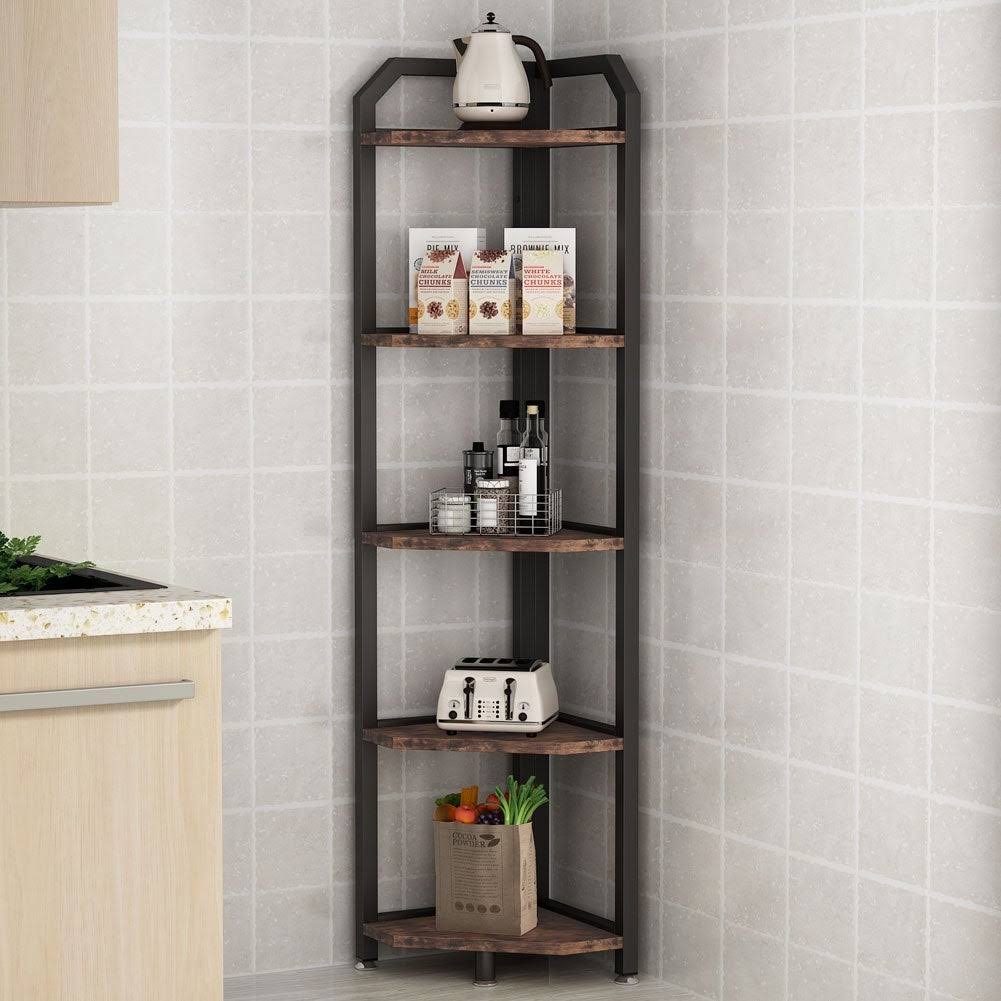 Brown 5 Tier Corner Bookshelf U962