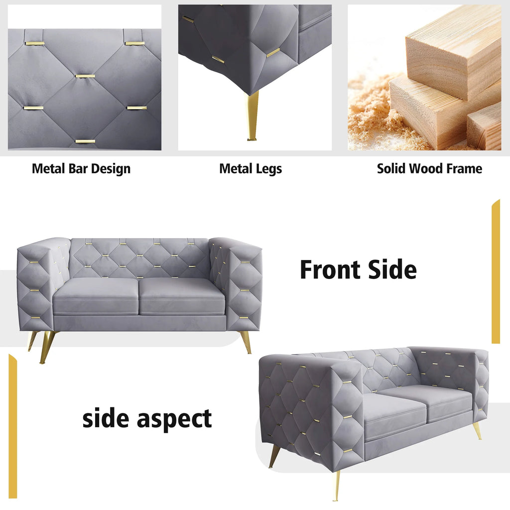 3 Piece Gray Velvet Sofa M592526