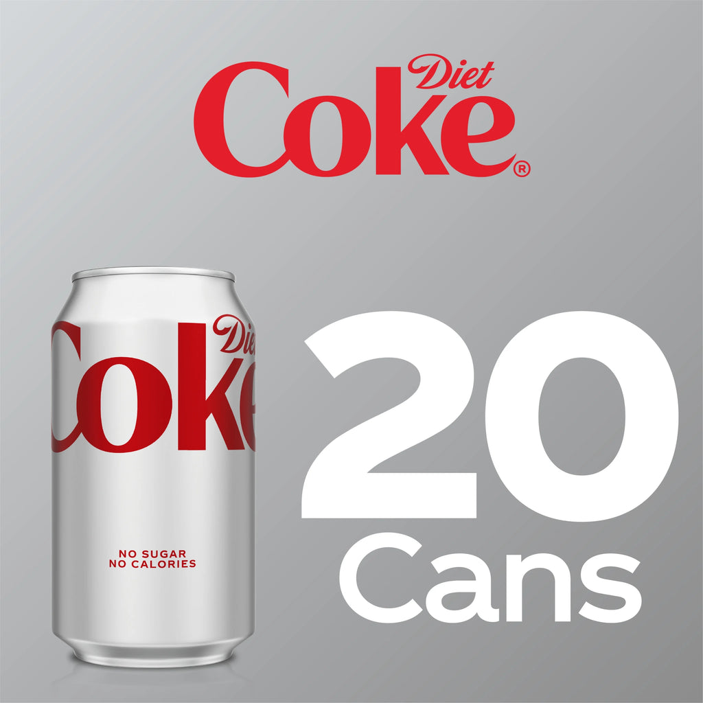 20 Pack Diet Coke Soda Soft Drink, 12 fl oz E383