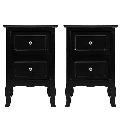Black 2 Drawer Nightstand H3950