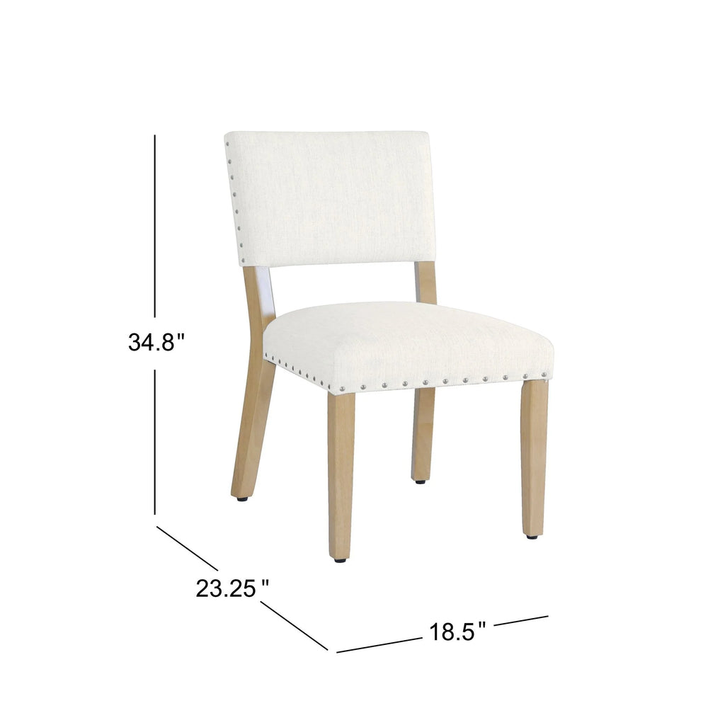 Open Back Dining Chair with Nailhead Trim, Set of 2, Cream X978106
