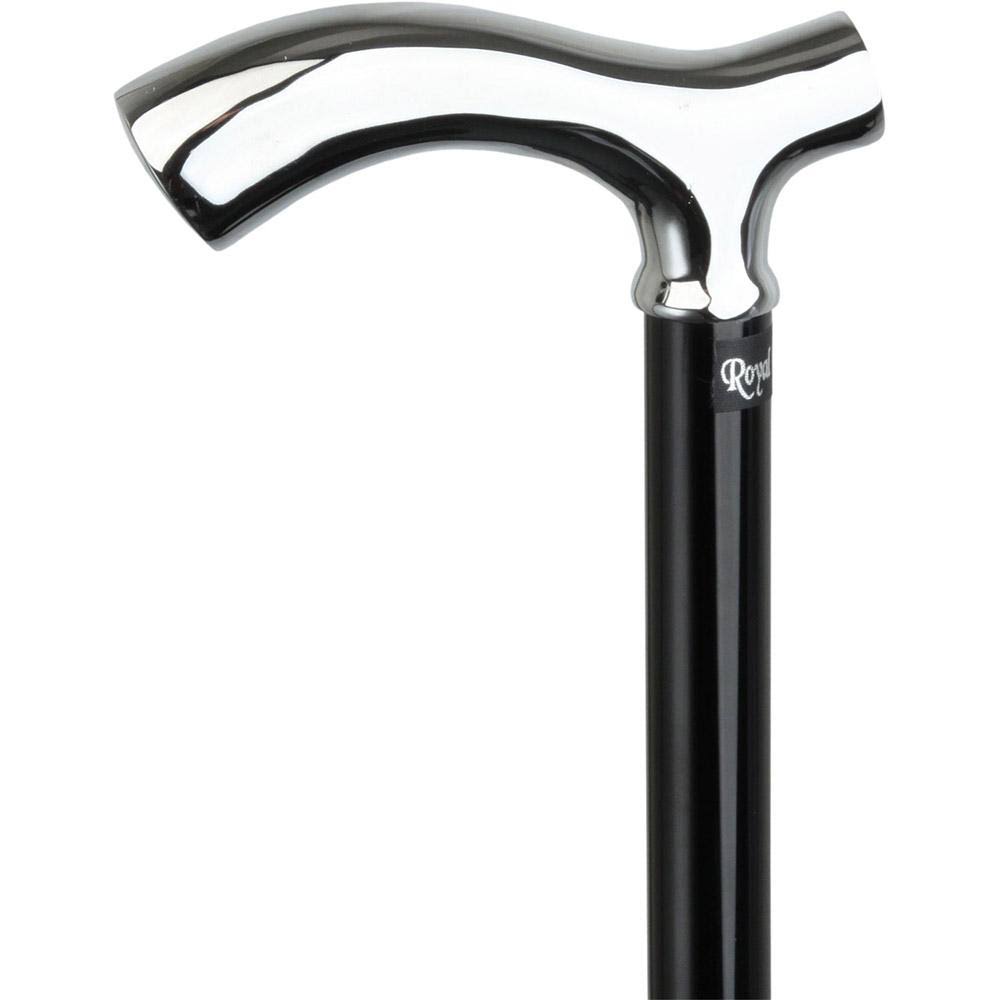 Chrome Plated Slim Line Walking Cane with Folding, Adjustable Black Aluminum Shaft X295