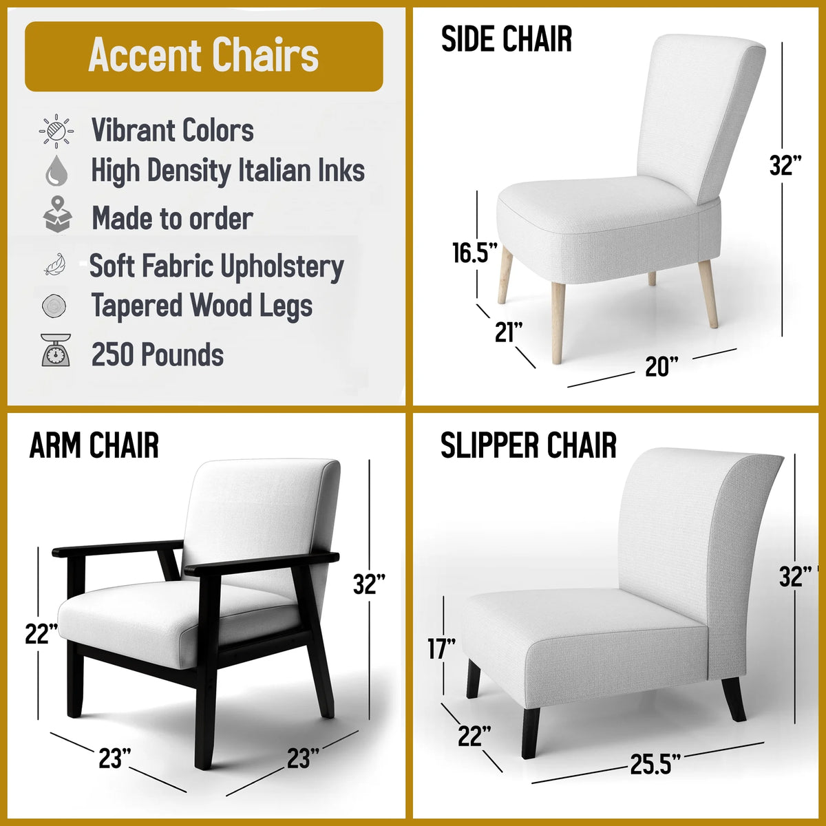 Upholstered Patterned Accent Chair and Arm Chair Y532772